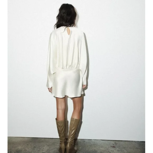 ZARA  FOULARD SATIN EFFECT SHORT DRESS - Picture 6 of 7